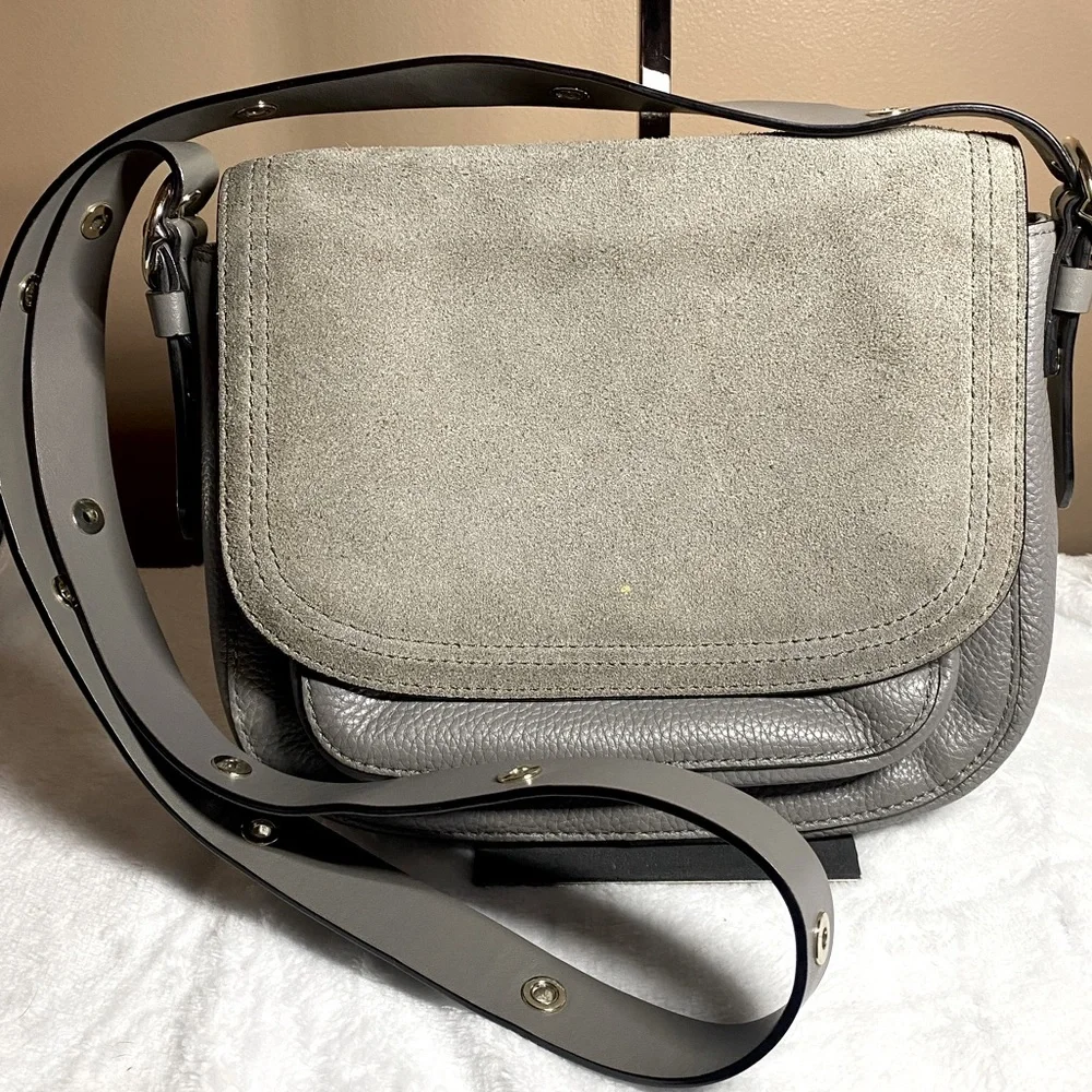EUC Kate Spade Gray Leather Crossbody - Picture 1 of 11